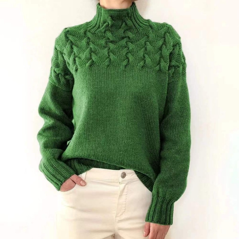 Cable Sleeve Braided - Suéter de punto trenzado con cuello