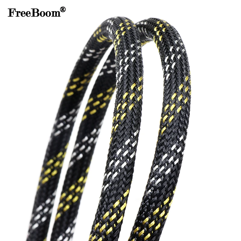 Cable Sleeve Braided - Funda trenzada PET negra, dorada y