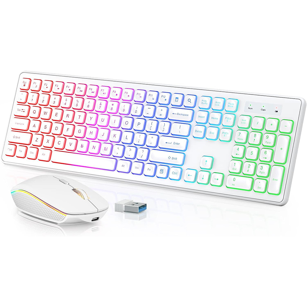Gaming Accessories Combo - Teclado y ratón inalámbricos retroiluminados, teclas
