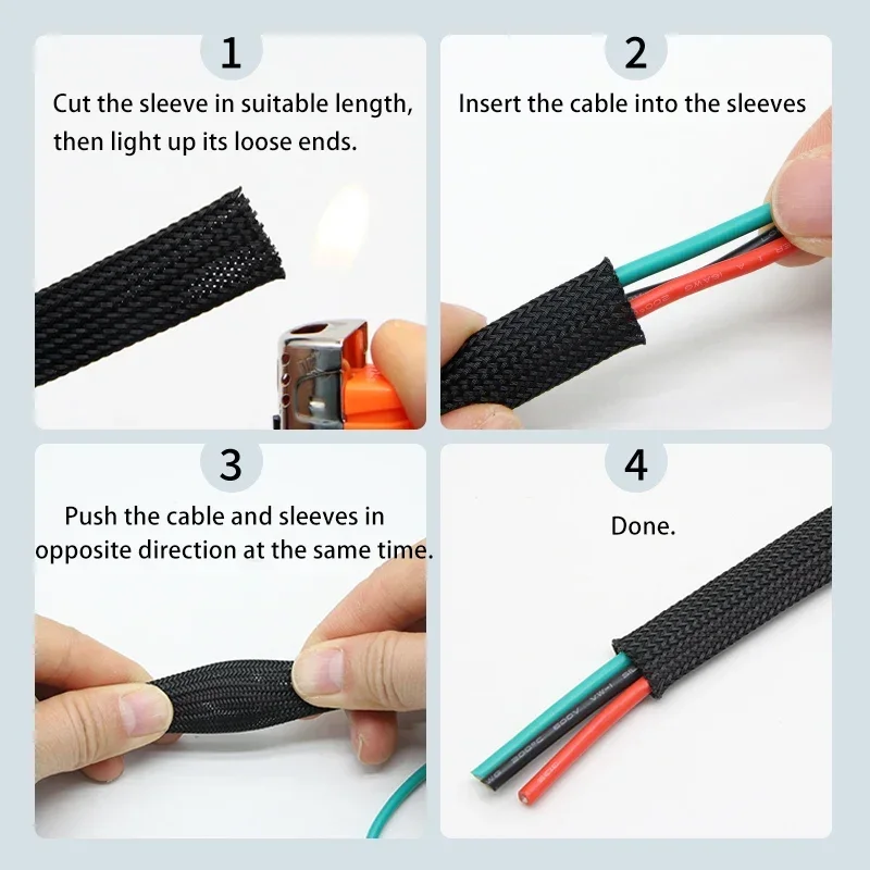 Funda trenzada PET negra, dora - Cable Sleeve Braided reseña y precio